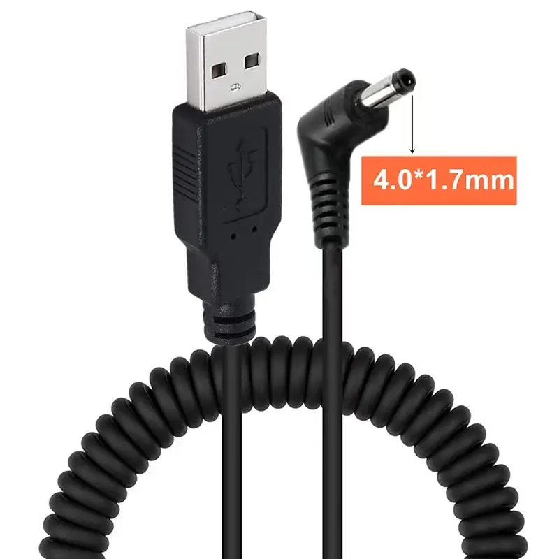 1.5m Spring Retractable USB 2.0 Rotation DC 5.5x2.1mm 5.5x2.5mm 3.5x1.35mm 4.0x1.7mm Elbow 5V2A Current Power Extension Cable