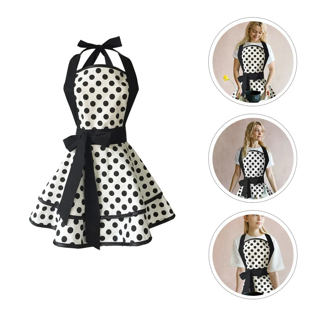 

1 шт. Премиальный двухслойный хлопковый фартук в ретро-стиле с регулируемым поясом и юбочным дизайном для женщин, для приготовления пищи