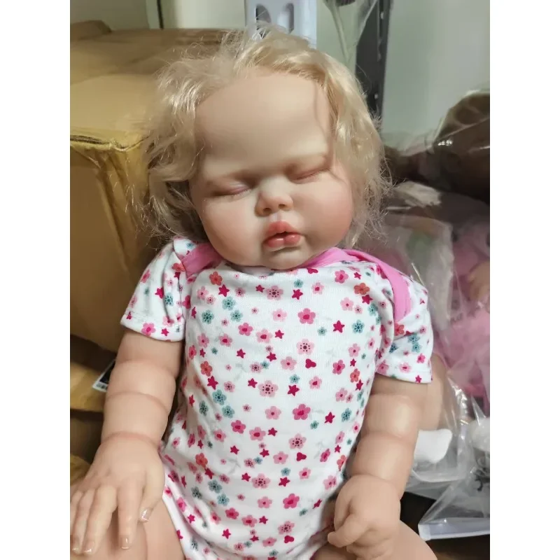 

24inch 60cm Reborn Toddler Pickle with Rooted Blonde Hair Lifelike 6month Baby Size Collectible Art Doll