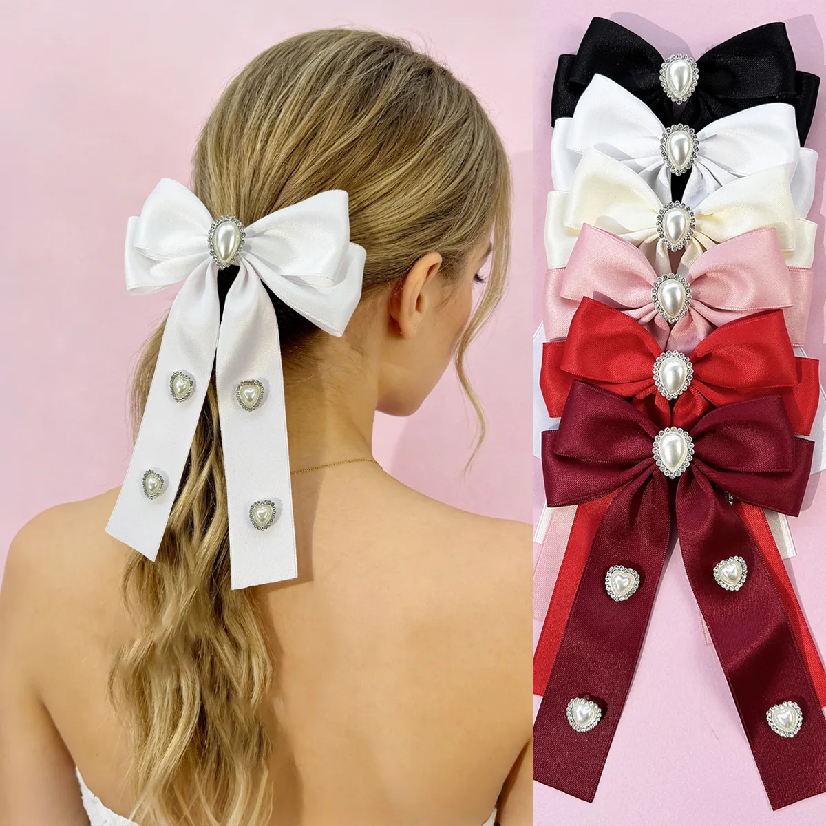 30pc-korean-long-tassel-hair-clips-with-satin-ribbon-bow-pearls-side-hairgrips-barrettes-for-women-and-girls-hair-accessories