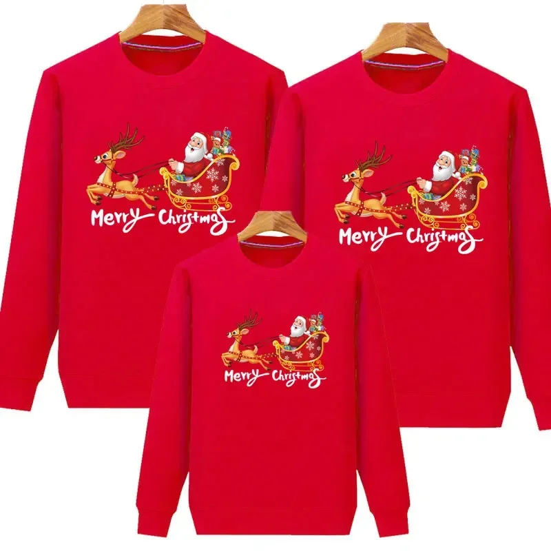 Fashion Christmas Sweaters High Quality Sweatshirt Tops Christmas Pajamas Family Mother Baby Daughter Cotton Matching Clothes