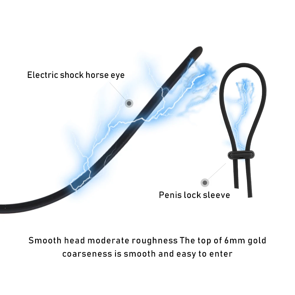 SM Electro Stimulation Horse Eye Stick Urethral Sounding Plug E-Stim Prostate Massage Electric Penis Ring For Men Masturbate Toy — view 5