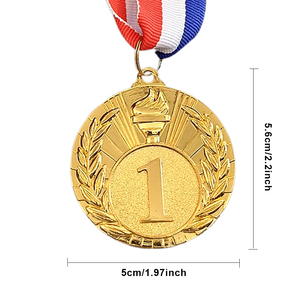 1-20Pcs 5cm Gold/Silver/Bronze Medal Sports Rewards With Neck Ribbon Students Rewards Competition Medals For Marathon Ball Games