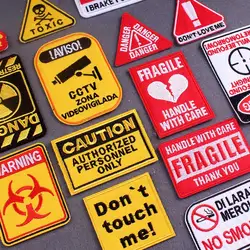 Embroidery Patch Warning signs Patches For Clothing DIY Nuclear Stripes Iron On Patches On Clothes STALKER Badges On Backpack