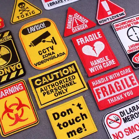 Embroidery Patch Warning signs Patches For Clothing DIY Nuclear Stripes Iron On Patches On Clothes STALKER Badges On Backpack