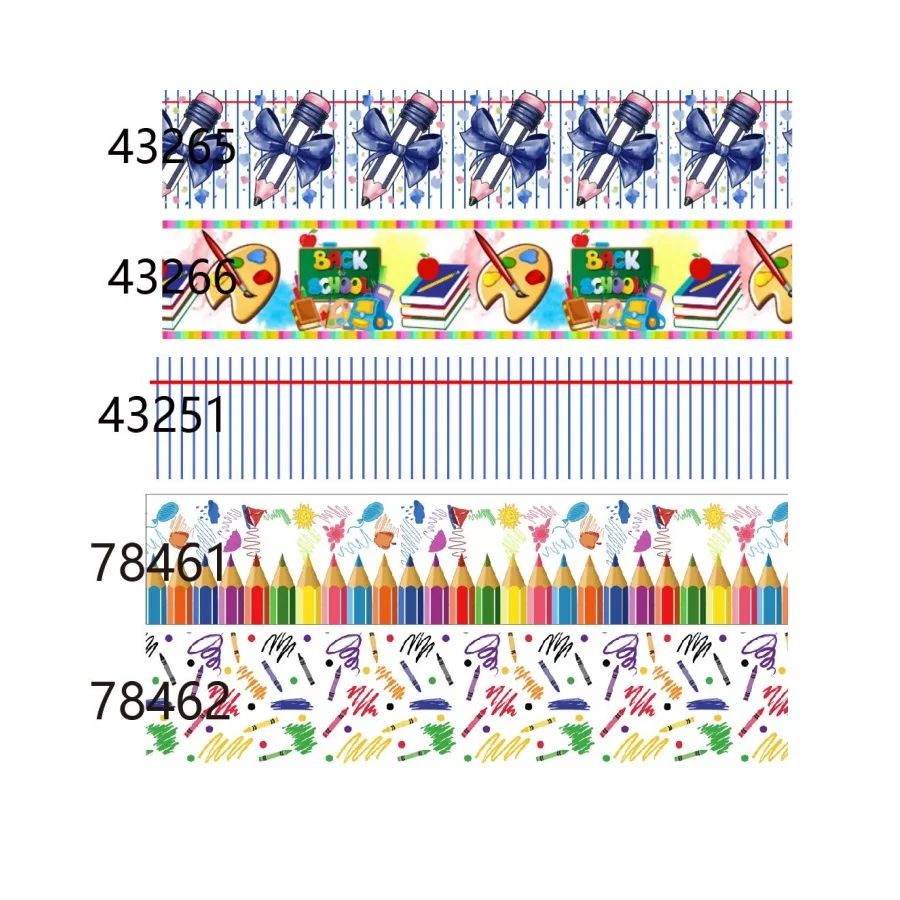 5Yards Back to School Grosgrain Ribbon for Hairbows DIY Decoration Accessorics