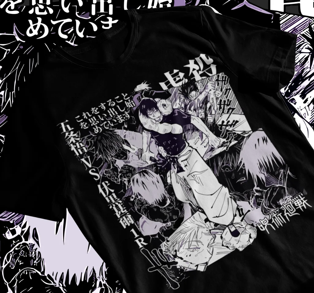 Jujutsu Kaisen Fushiguro Toji T-shirt Anime Horror Black White Short Sleeve Tee