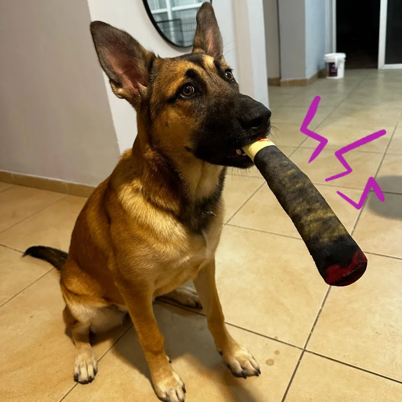 Cão simulação charuto de pelúcia som filhote de cachorro brinquedos vara verde cães pet mastigar mordida brinquedo com rangido de pelúcia brinquedos