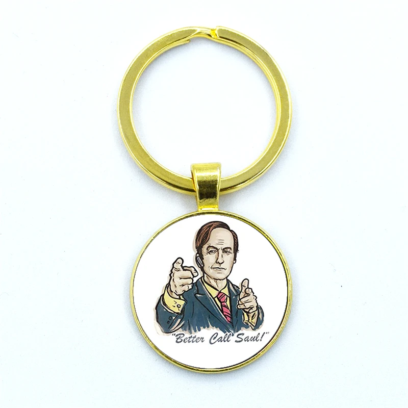 HOT!!! Classic Movie Better Call Saul Fashion Glass Dome Cabochon Key Chain Jewelry Gift For Fans