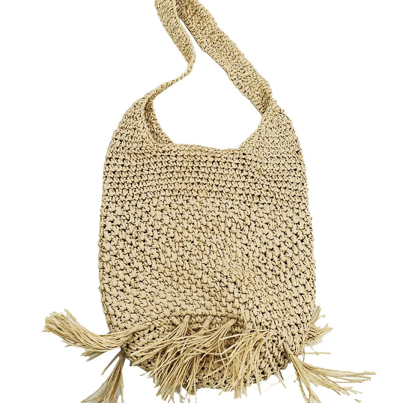 

New Tassel Fringe Paper Rope Straw Woven Fashion Single Shoulder Pineapple Beach Bag Woven Bag Casual Women's Bag