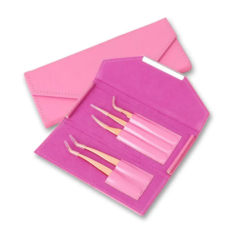 Pinzette per estensione ciglia Borsa portaoggetti Custodia portatile in pelle Innesto ciglia finte Organizzatore di strumenti Accessori per ciglia