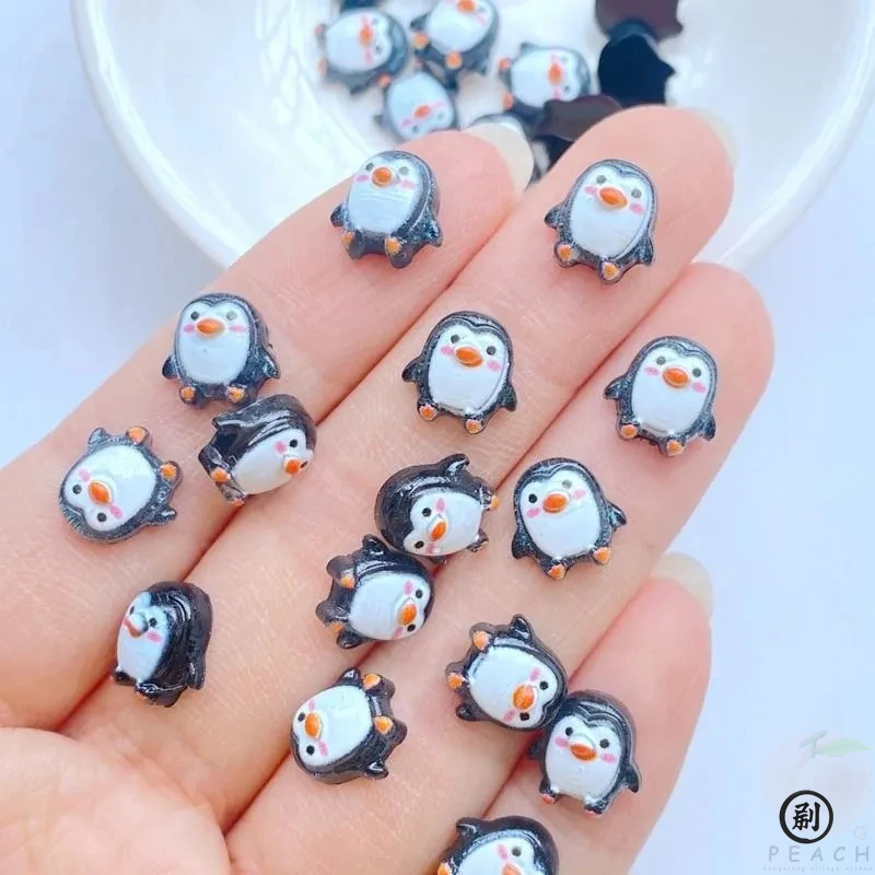 100pcs 9mm Penguin Resin Flat Backs – Cute Mini Figurines for DIY Wedding, Scrapbook & Craft Accessories