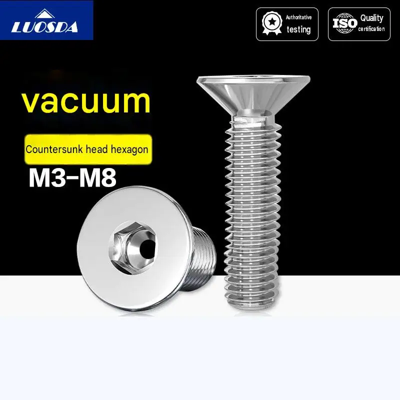 304 Stainless Steel Countersunk Hex Socket Vacuum Vent Screws Through Hole Bolts Threaded Fasteners M3 M4 M5