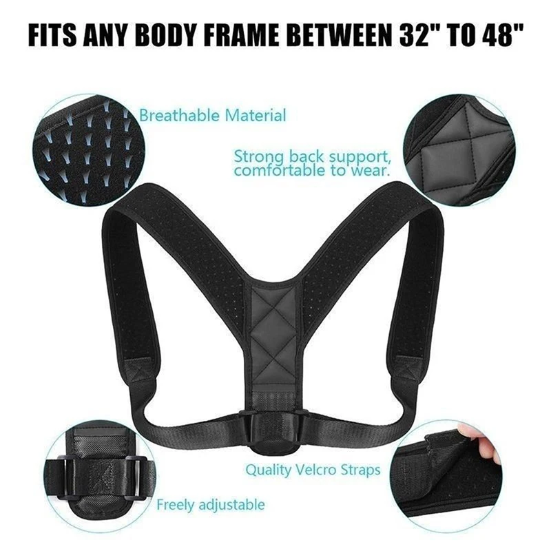 Unisex Adjustable Back Brace Support Invisible Shoulder Posture Corrector Spine Neck Health Correction Belt Home Office Sport