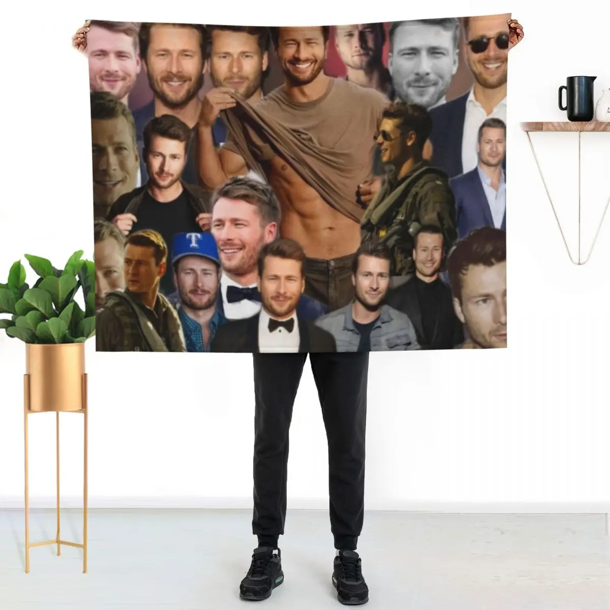 Glen Powell colllage Throw Blanket Extra Large Throw cosplay anime Fashion Sofas Plaid Nap Stuffeds Blankets