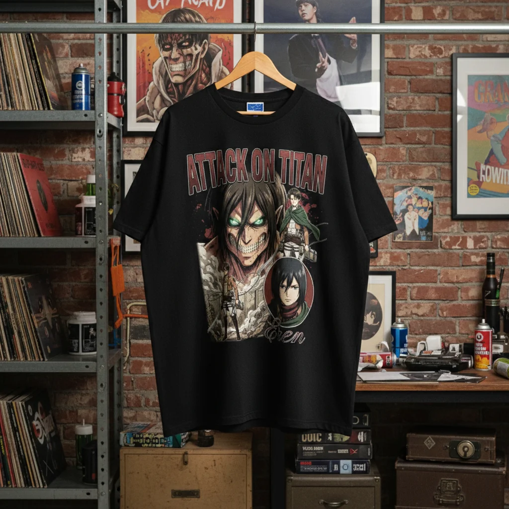 ゆったりとしたユニセックスコットンtシャツ半袖アニメ進撃の巨人プリント快適で通気性のあるユースファッションサマートップ