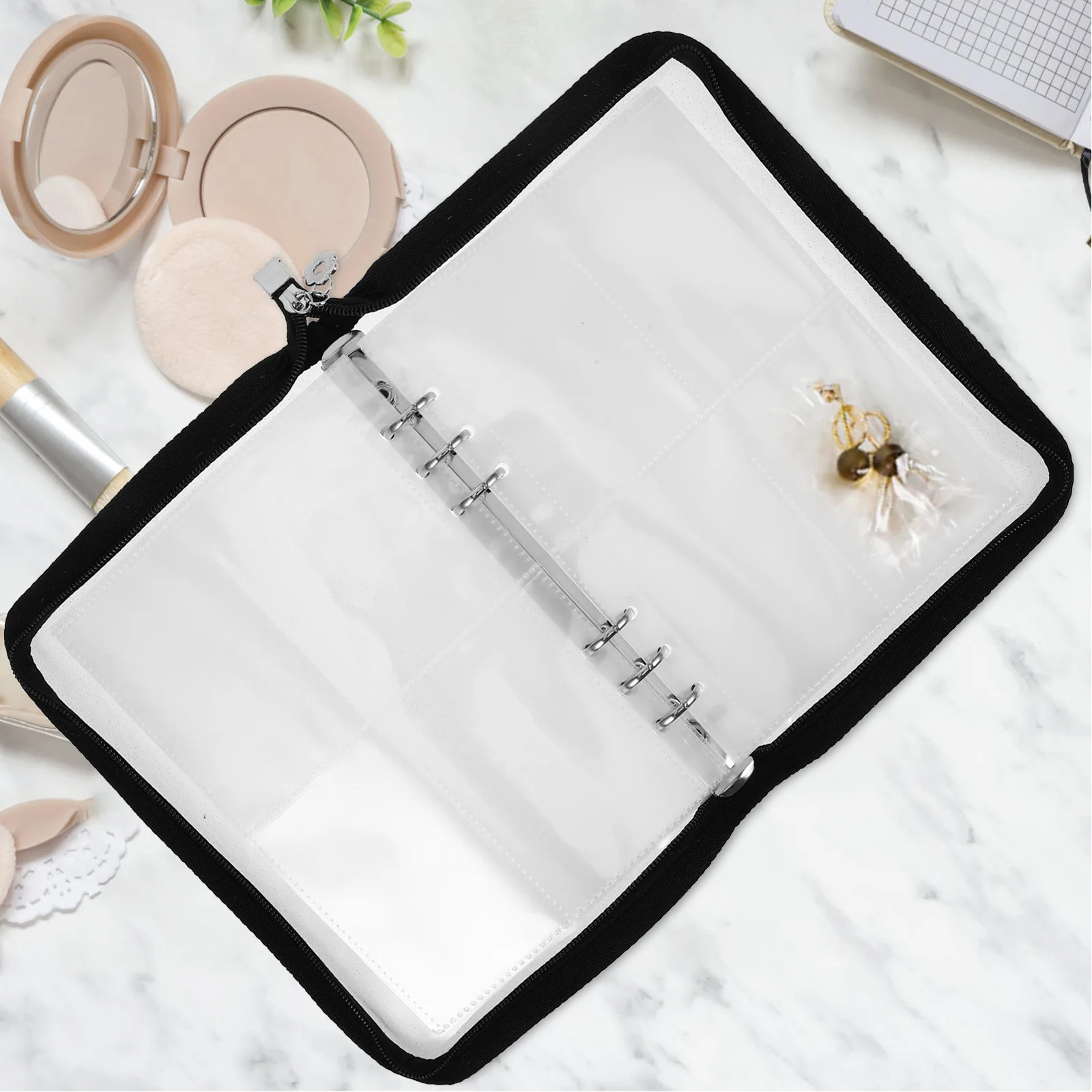 

Прозрачная книга для хранения ювелирных изделий с карманом на молнии для серег, браслетов, ожерелий, органайзера для колец, дорожный футляр