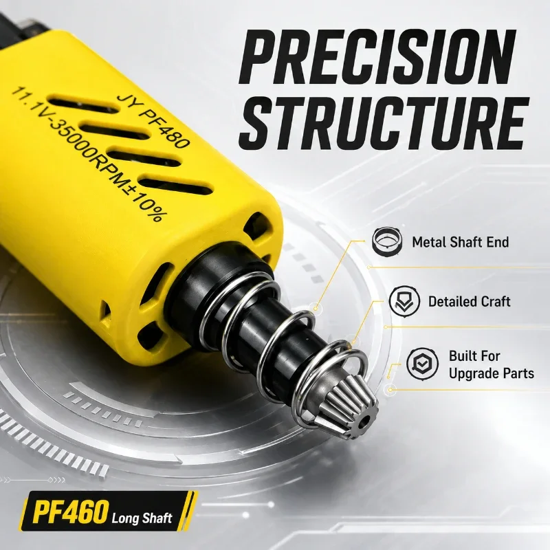 Standard PF460 Size High Speed DC Motor Yellow Vent Shell Spring Gear Shaft Hobby Leisure Toy Upgrade Fittings