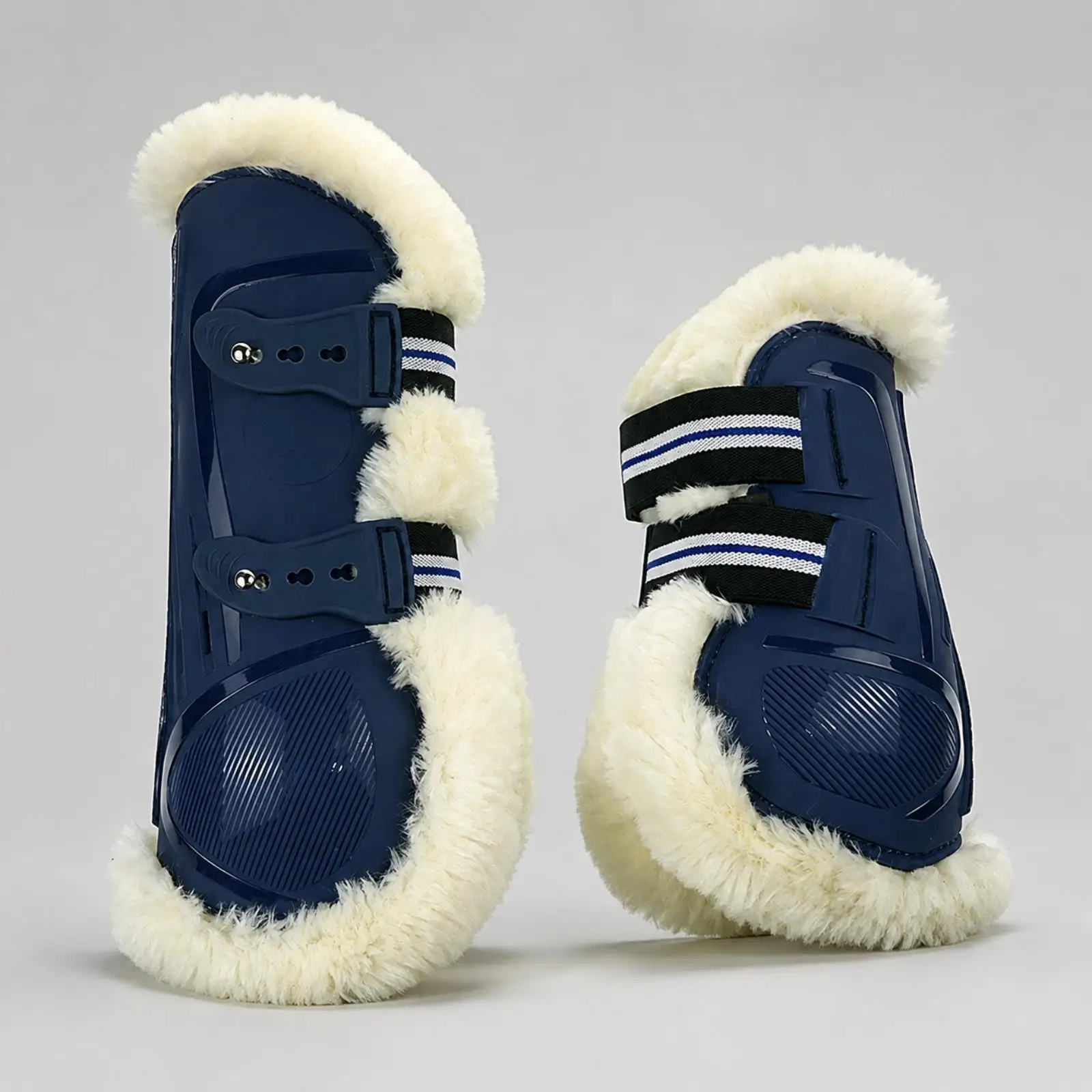 4 Pieces Hard PU Shell Horse Leg Boot Padded Horse Leg Boot with Artificial Wool Lining Adjustable