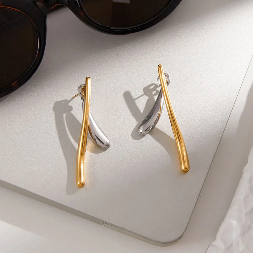 

Women Water Drop Stud Earring Stainless Steel Light Luxury Personality Trendy Fashion Girls Jewelry Gifts High Quality