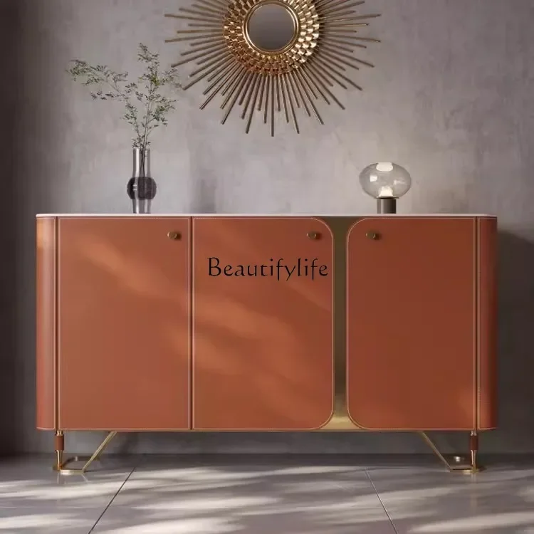 

XX59Slate saddle leather dining side cabinet modern simple storage entrance entrance living room home against the wall