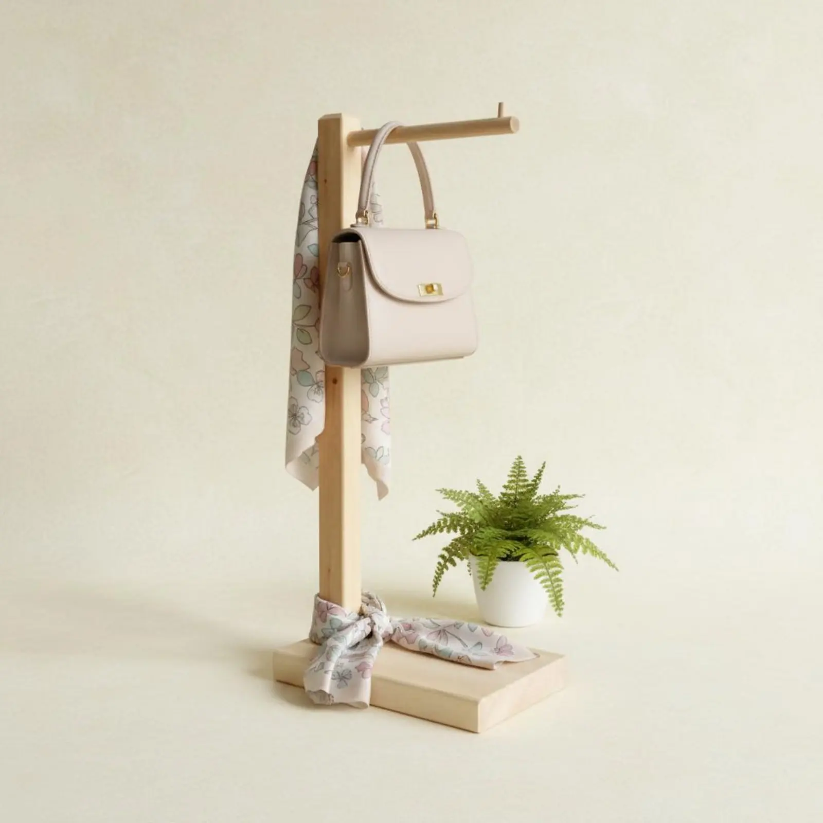 Pure Wood Bag Stand Sturdy Base Handbag Display Stand Countertop Bag Hanger Versatile Usage Household Storage Easy Assembly view 6