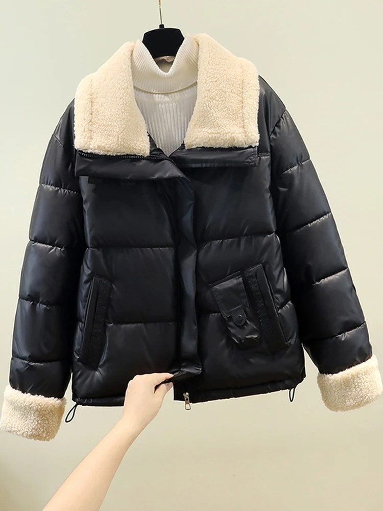 

Теплая хлопковая куртка с большим воротником для женщин, модное корейское пальто, удобная хлопковая верхняя одежда