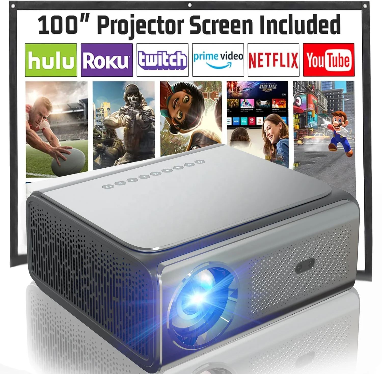 

Portable 1080P Auto Focus Movie Projector A8 For Android 5G WIFI 4K Full HD Home Theater Projector For YouTube Netflix