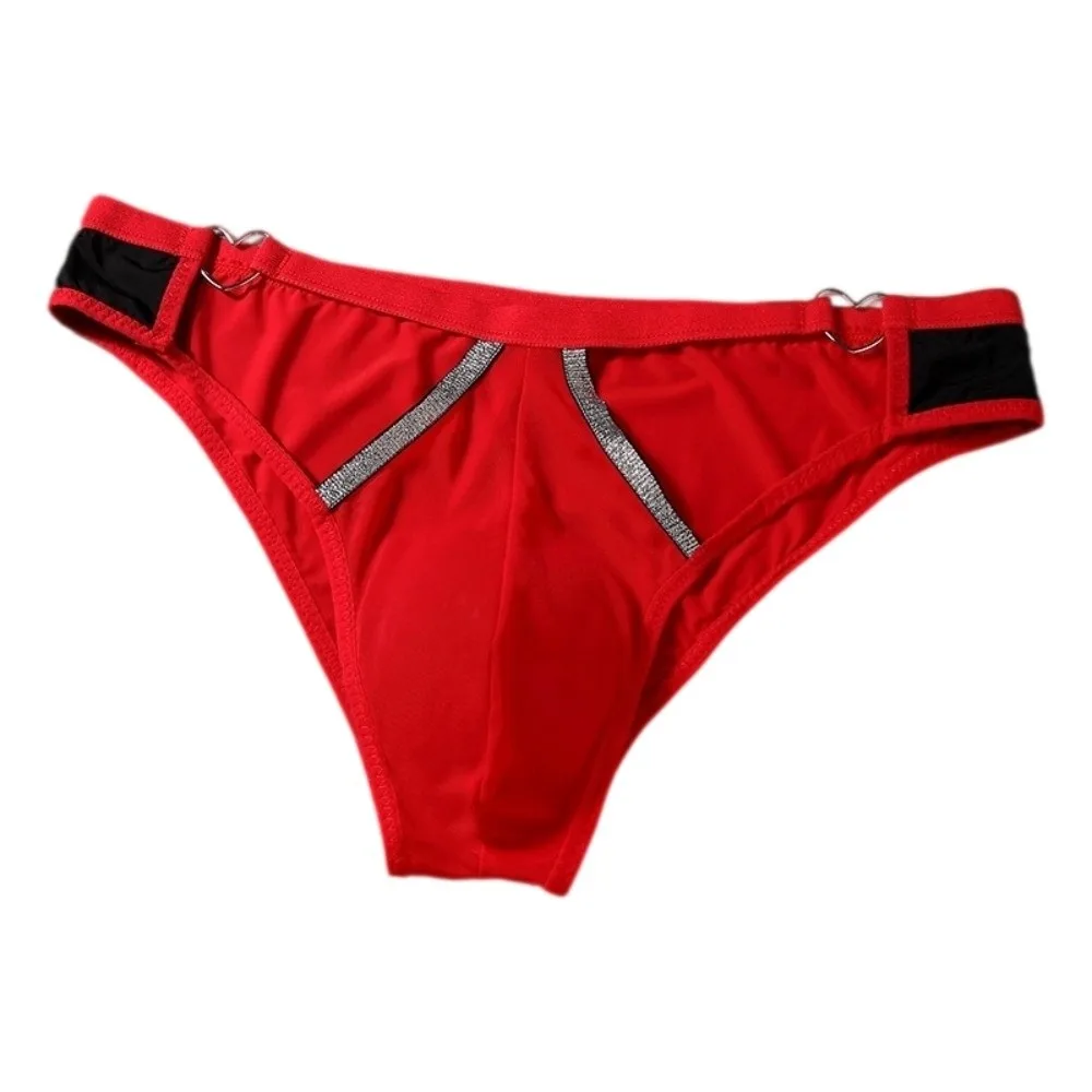 Lingerie Men's Triangle Panties Love Heart Belt Strap Transparent Mesh Men Thin Briefs Large Size Breathable Underwear for Men
