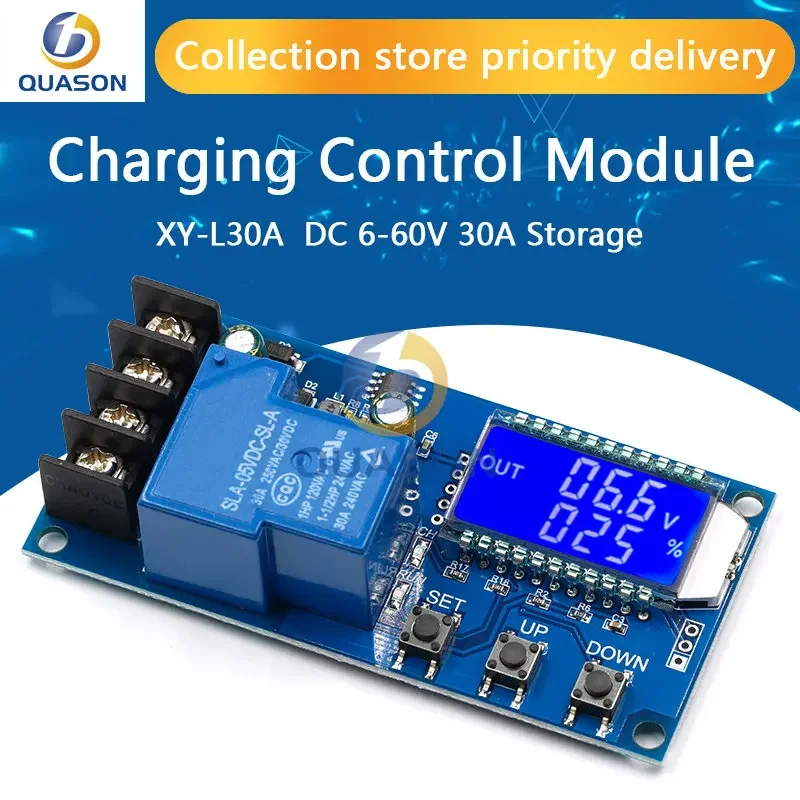 DC 6-60v 30A Storage battery Charging Control Module Protection Board Charger Time Switch LCD Display XY-L30A