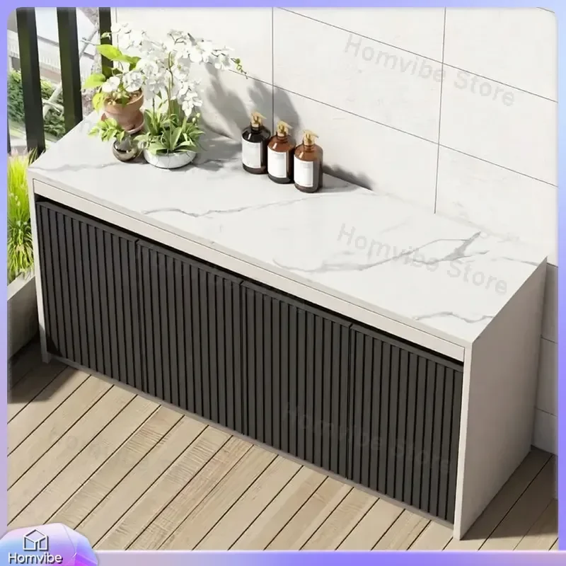 Outdoor Aluminum Alloy Shoe Cabinet Waterproof Sunscreen Storage Locker Multifunctional Utility Console for Courtyard