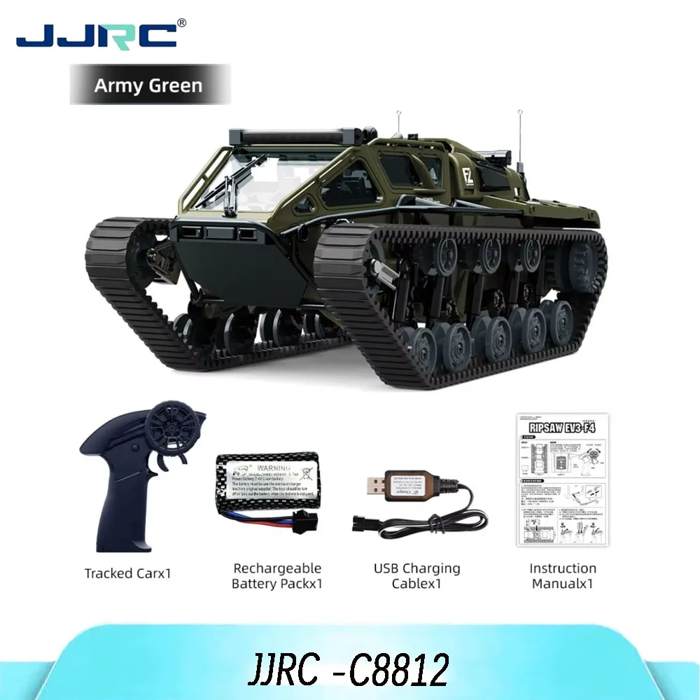 JJRC C8812 lumière LED échelle complète réservoir sur chenilles modèle de Simulation jouet RC voiture dérive télécommande véhicule tout-terrain pour les enfants