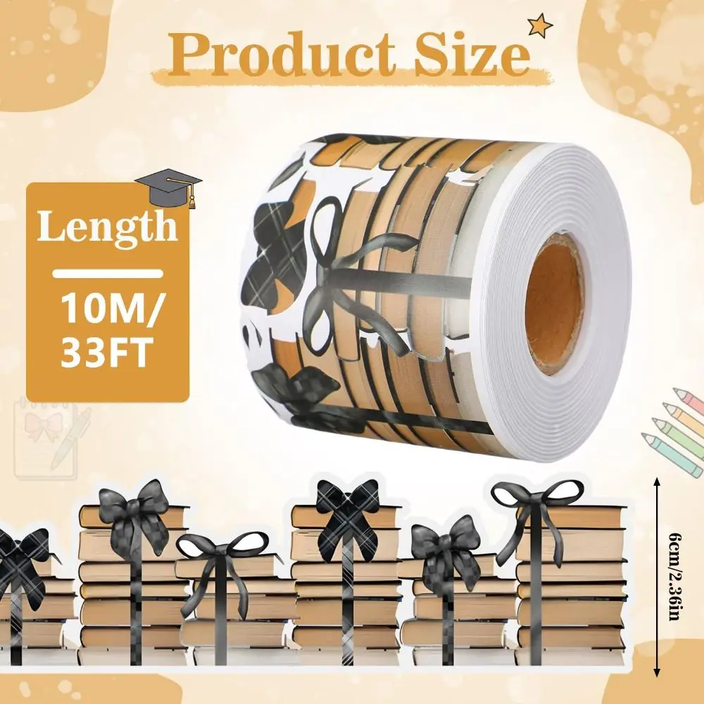 Self Adhesive Bulletin Board Border Sticker Cartoon Pattern 10m/roll Classroom Border Sticker Roll Design Cuttable
