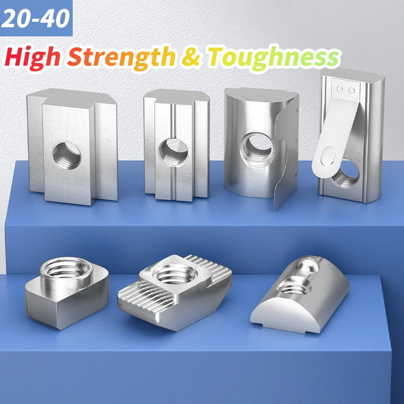 T Slot Nut for 20-45 European Standard Aluminum Profile, Slide Nut with Spring Ball M3-M8, High Strength  Toughness Industrial