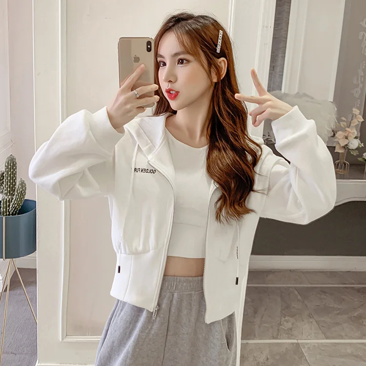 Sudaderas con capucha de gran tamaño para mujer, uniforme Preppy para estudiantes de secundaria, ropa deportiva con Base corta y múltiples hombros, mangas para adolescentes