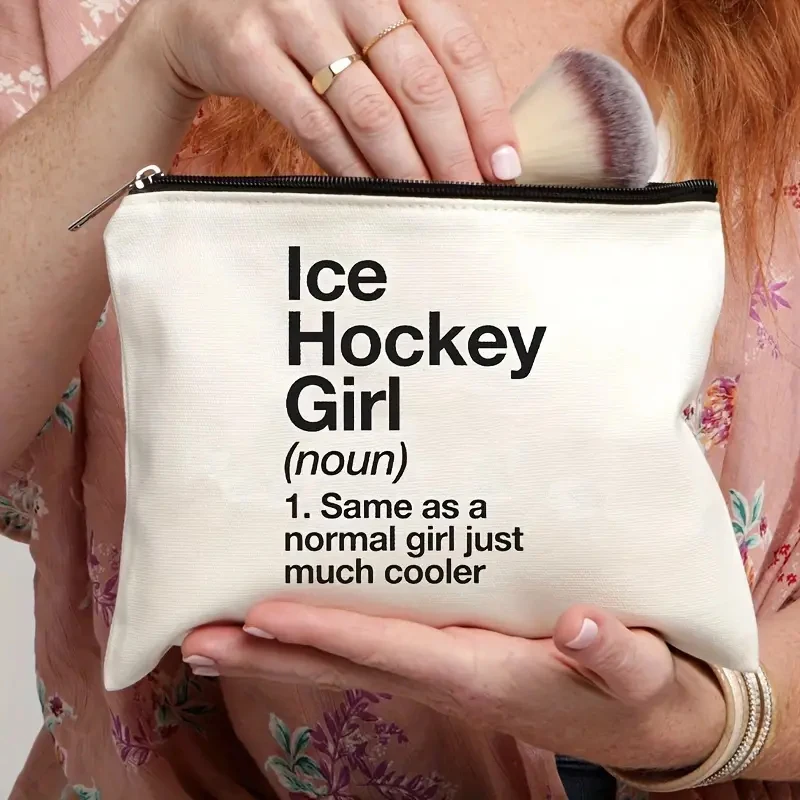 Eishockey Mädchen Muster Make-up Tasche beste Geschenk für Eishockey Mädchen inspirierende Geschenk ermutigen Geschenke Idee Frauen Kosmetik Fall