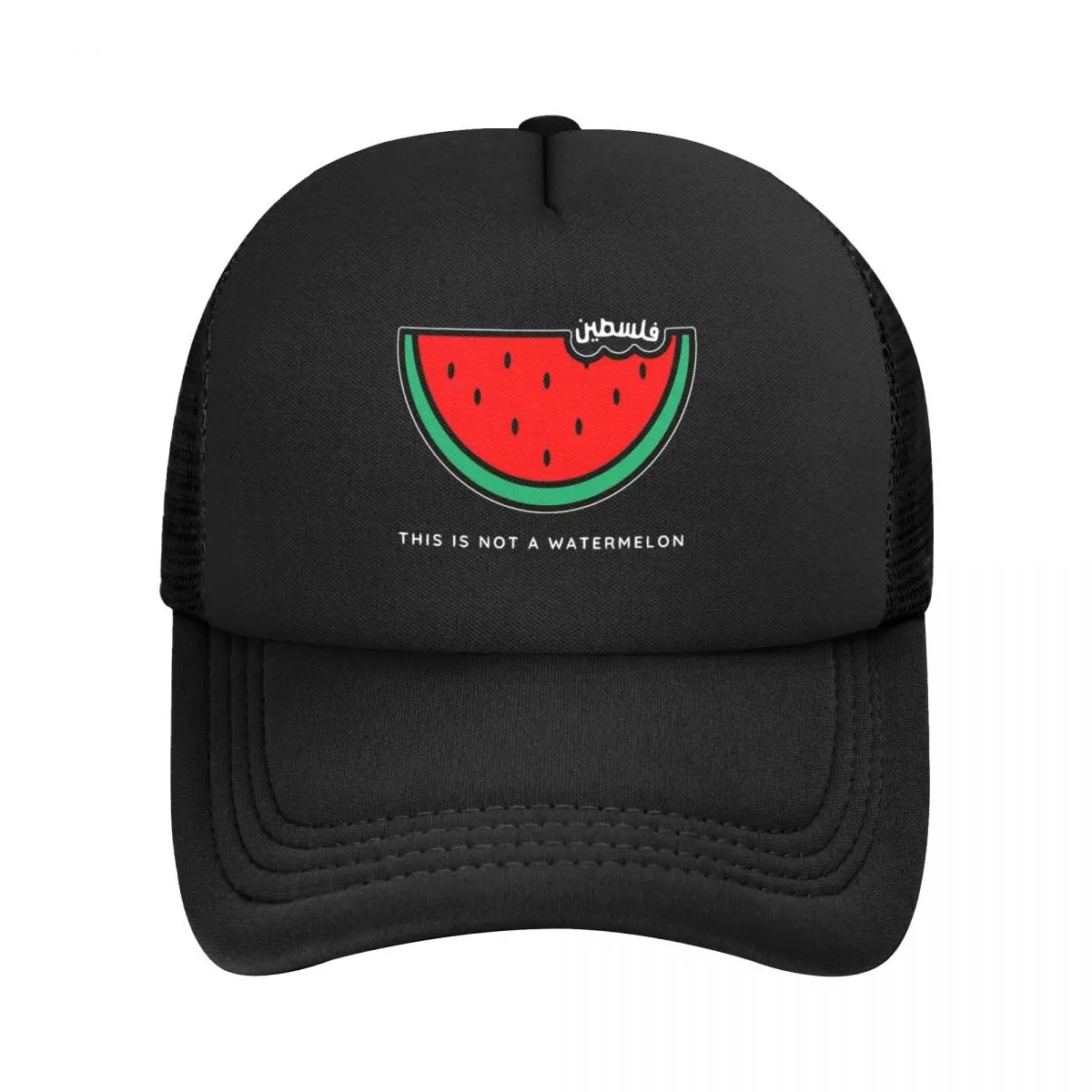 This Is Not A Watermelon Merch Mesh Trucker Hat Summer Breathable Parody Magritte Watermelon Mesh-back Snapback Cap Adjustbale