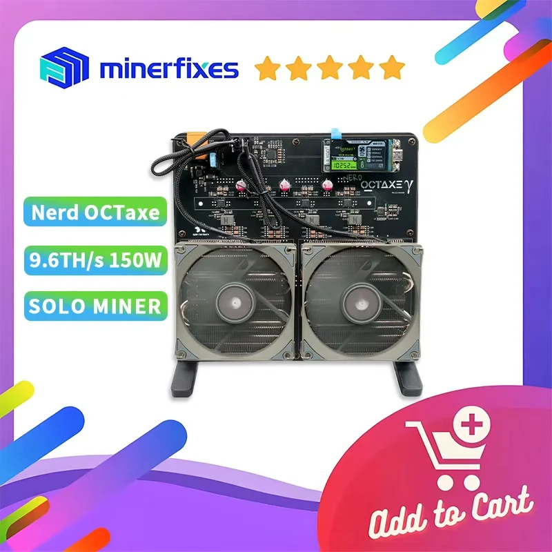 Bitaxe NerdOCTAxe تبريد الهواء 9.6Th/s 160 واط عامل منجم صغير بيتكوين BCH nerdaxe مينر مراوح مزدوجة آلة تعدين تشفير btc minerfixes