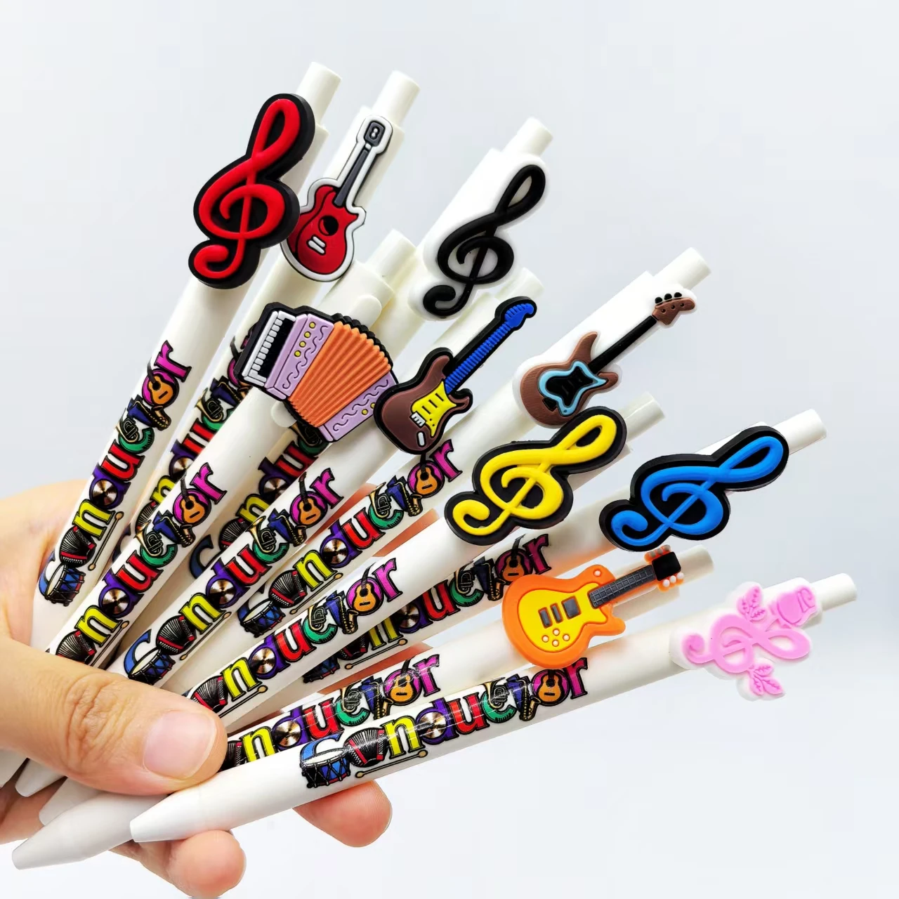 7 قطع/14 قطعة أقلام حبر جاف إبداعية على شكل ملاحظة، أقلام حبر جاف لضغط الموسيقى، أدوات مكتبية للعودة إلى المدرسة #4