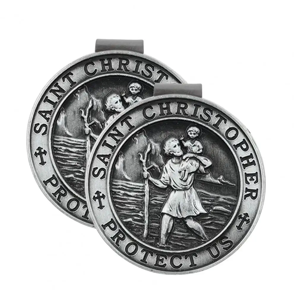 4 5 cm St Christopher Vizier Clip Voor Auto Metalen Saint Christopher Veiligheid Talisman Automotive Accessoires Cadeau Voor Bestuurders