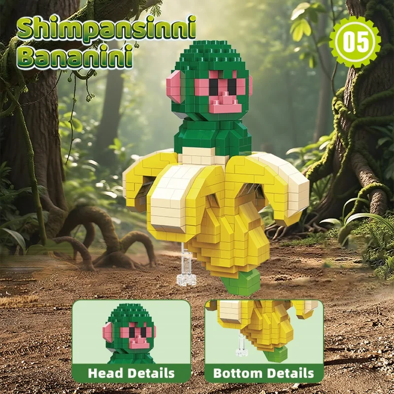 القرد الأسطوري الموز الحيوان AI شان هاي جينغ مايكرو البسيطة بناء لعبة المكعبات-لعبة هدية مثالية للطفل ، مجموعة التجميع التعليمية