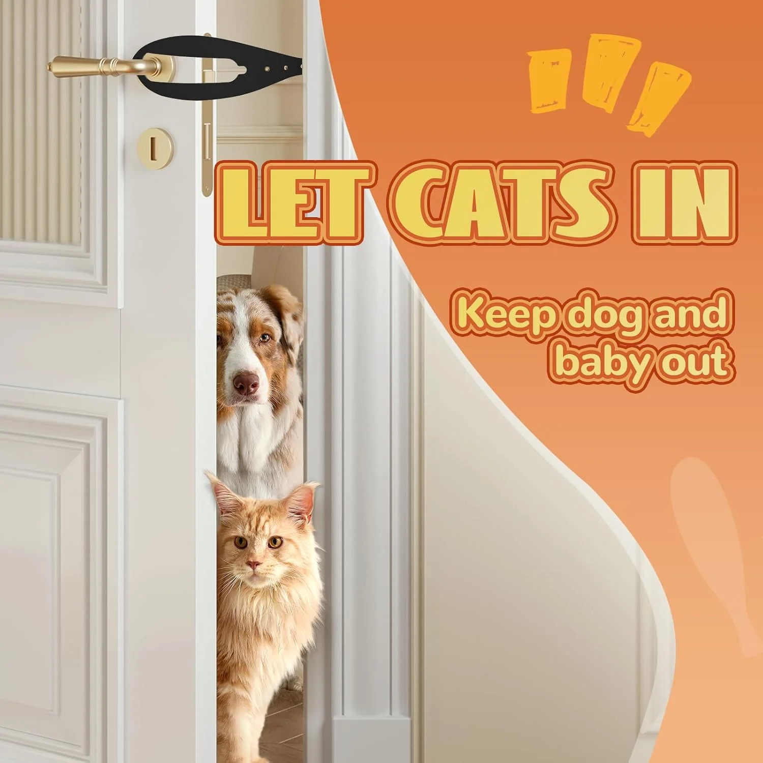 Pet Cat Door Latch Adjustable Door Gap Holder Let Cats In Keep Dogs Babies Out Safety Door Stopper For Household Pet Isolation
