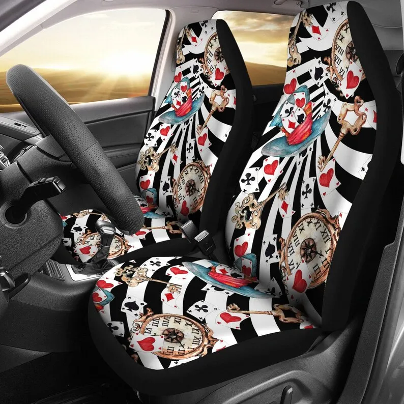 Alice In Wonderland Car Seat Covers For Vehicle | Steampunk Alice Psychedelic Seat Covers For Car For Women | Trippy Car Accesso