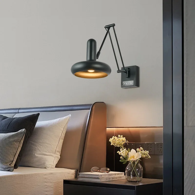 

American Retro Bedroom Headboard Decorative Light 2025 Popular Personalized Industrial Style Mechanical Arm Reading Light