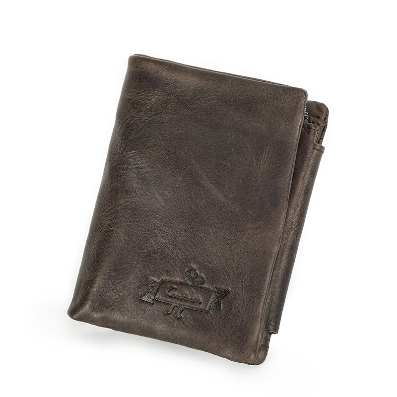 CONTACT\'S crazy horse genuine leather men\'s wallet vintage short wallets with coin pocket walet male small man\'s purse cuzdan