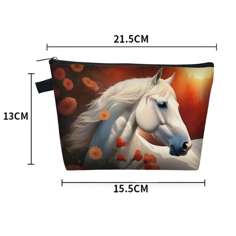 Galloping Steed Horse Print Home Storage Bags Cute Pony Women Toiletry Kit Girls Cosmetic Cases Makeup Bag for Travel Gift