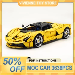 New MOC High-Tech SP3 Yellow Super Sports Car Buidling Blocks Speed Vehicle Bricks Assembly Puzzle Toys Christmas Gifts For Kids