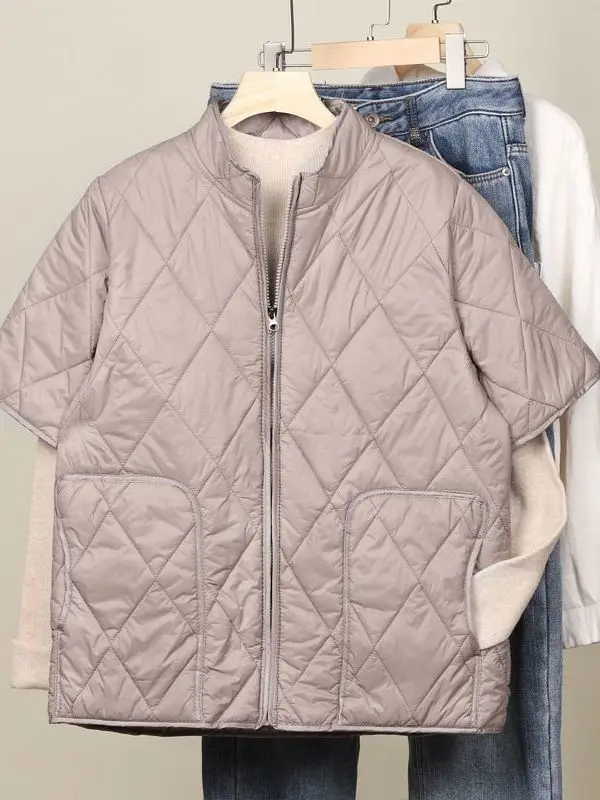 

Мужской хлопковый жилет с ромбовидным узором и воротником-стойкой, модный, с защитой плеч, верхняя одежда, осень-зима, новинка