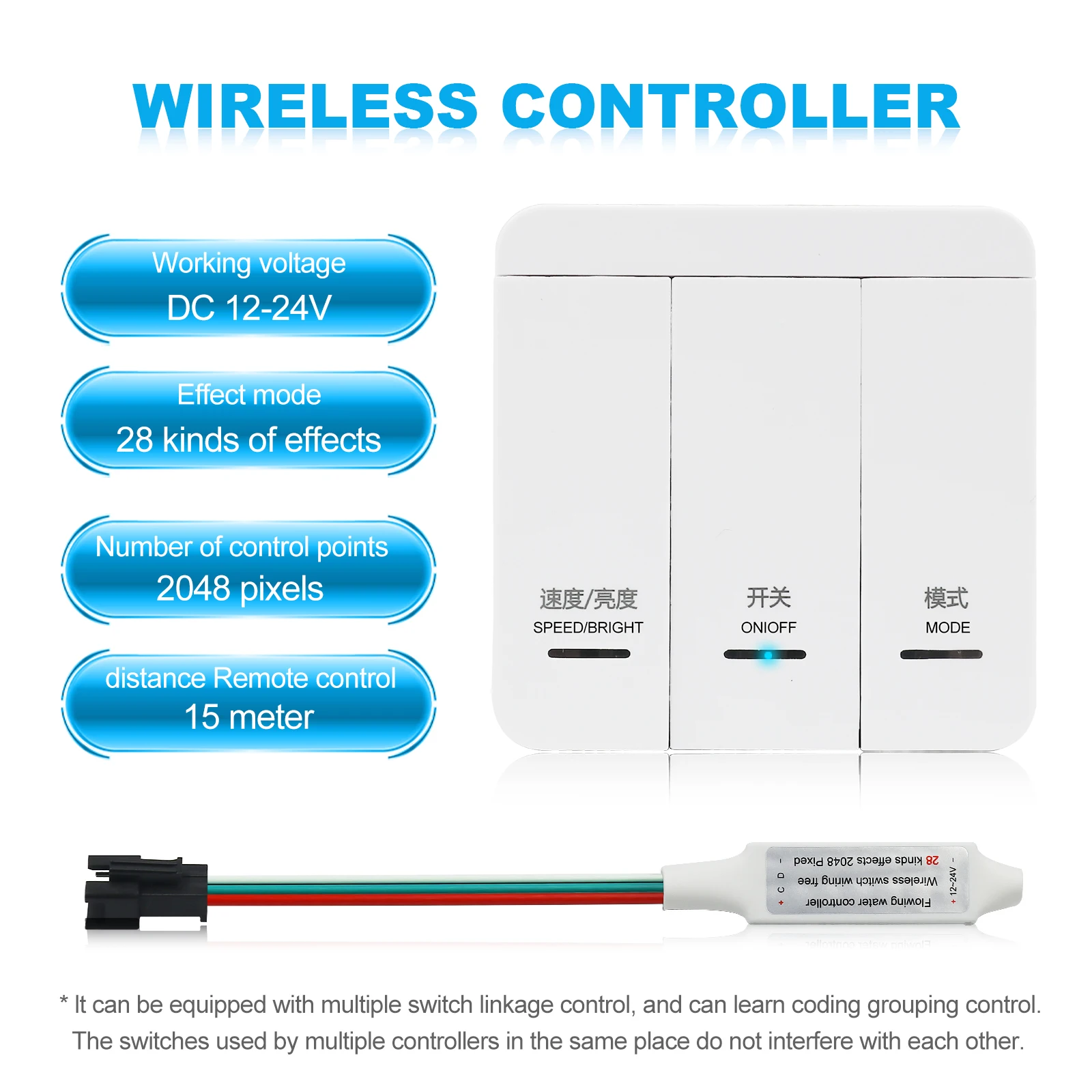 WS2811 IC Running Water LED Strip Light 24V Flowing Light Wireless Controller Flexible LED Tape Ribbon Wireless Controller 5/10M