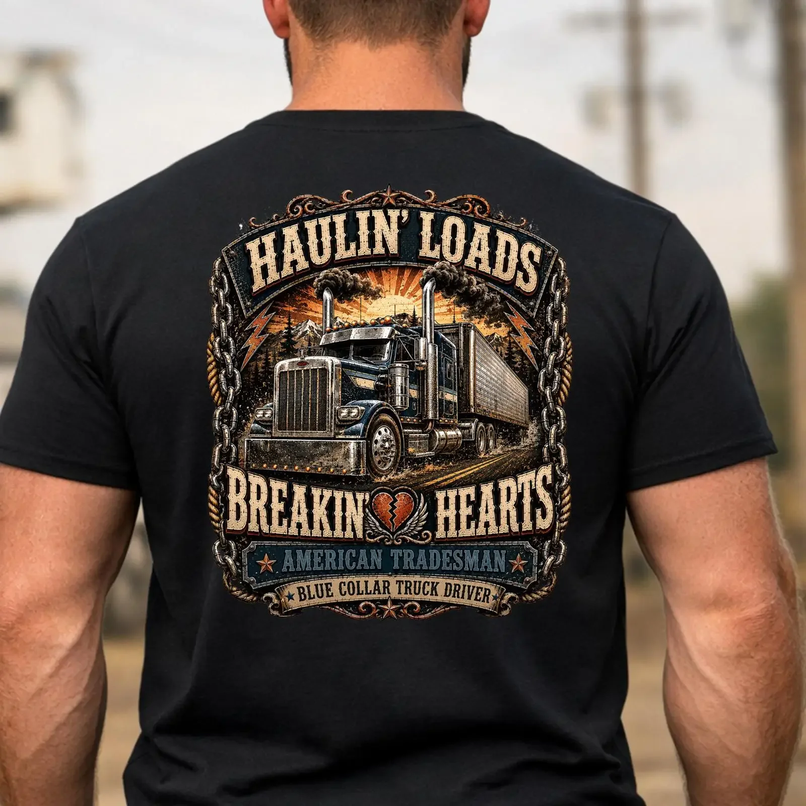 Truck Driver T Shirt Haulin Loads Breakin Hearts Semi Blue Collar vintage Washed Soft Top For Everyday Wear fashion graphic